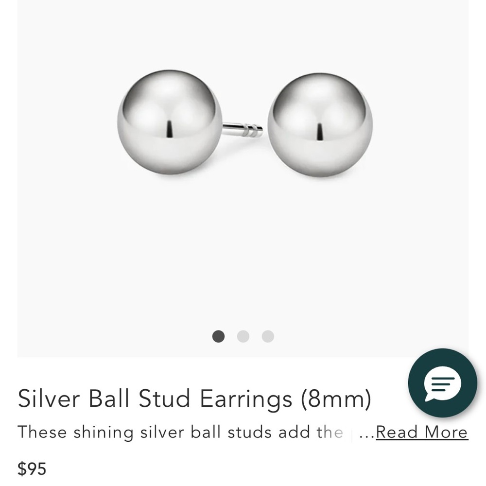 BRAND NEW Brilliant Earth Silver Ball Stud Earrings (8mm)